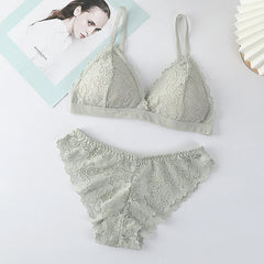 Women Bra Set Lace Women's Underwear Lingerie Set Low Waist Briefs V Neck