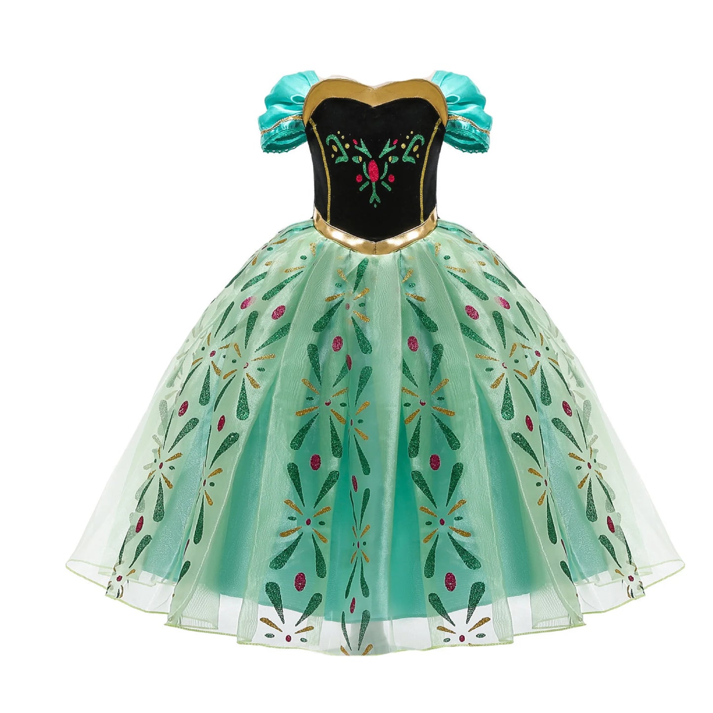 Girls Dress Children Mesh Print Princess Dress Kids Anna Cosplay