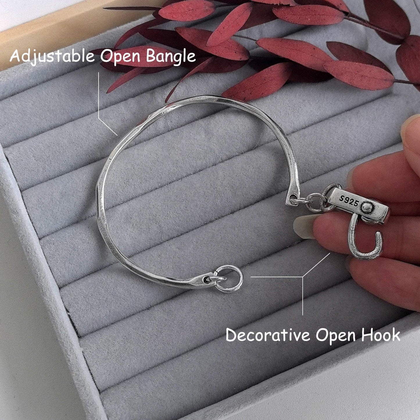 925 Sterling Silver Bangle Bracelet 2 Balls Geometric Polished Punk Stackable For Woman Girl Jewelry Gift Dropship Wholesale