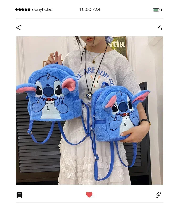 Disney high-quality sewn plush backpack cartoon fashion 3D mini women's backpack large capacity cute children's school bag