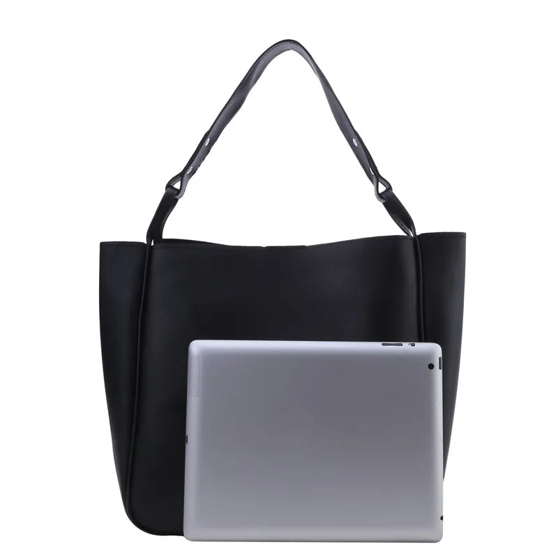Women Bucket Shoulder Bags New Solid Color Handbags Retro Large Capacity