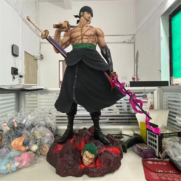 One Piece Anime Large 50cm Five-Headed Eagle Carrying Knife Domineering Zoro Collectible Statue Model Figure Ornament Gifts