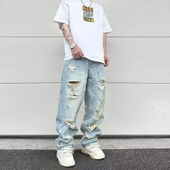 Jeans For Men Loose-fit Ripped-drill Hip Hop Slim Fit Summer Casual Pants