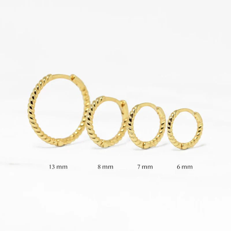 LENNIK 1pair 925 Sterling Silver Hoop Earring 6/7/8/13mm Circle Round Huggies for Women Men Ear Ring Bone Buckle Fashion Jewelry