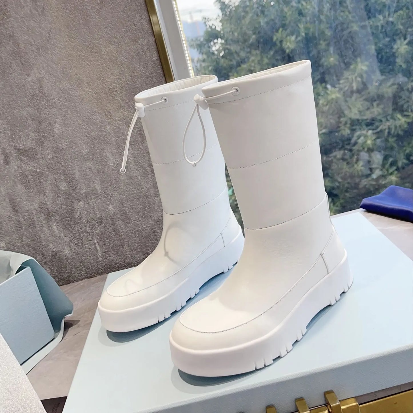 Mid-Calf Boots Ladies Brand Designer Winter Genuine Leather Warm Shoes for Women