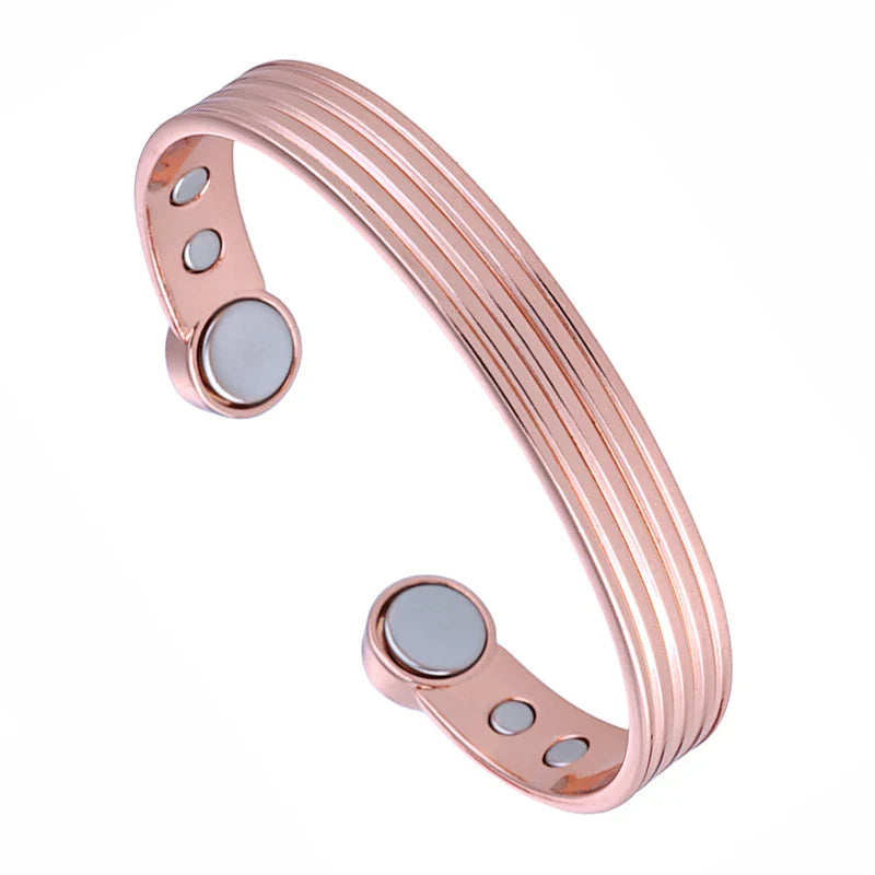 Pure Copper Bracelets for Men Women Rose Gold Color Adjustable Cuff Bangles Arthritis Health Big Magnets Jewelry
