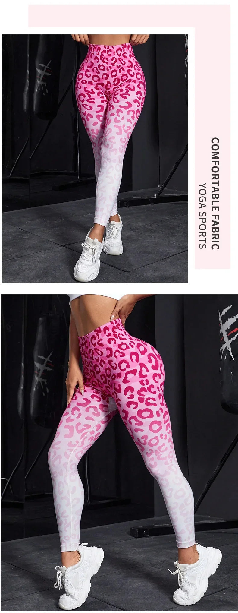 Leopard Print Seamless Leggings Fitness Women High Waist Yoga Pants Scrunch