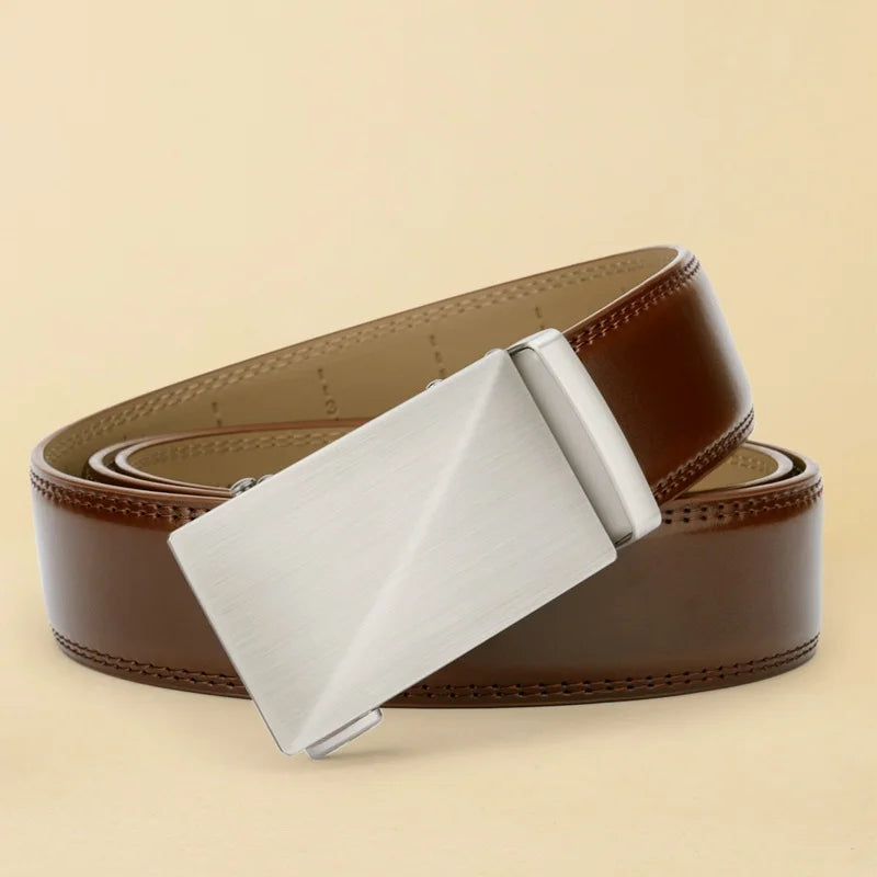 OYIFAN Brand Leather Belts for Men 115cm-145cm Automatic belt with ratchet strap Top quality belts, luxury belts for men