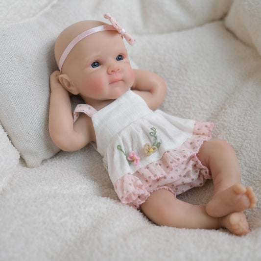 NPK 8inch Squishy Elastic Platinum Silicone Baby Doll Bettie Girl Soft Solid Weighted 320 Grams
