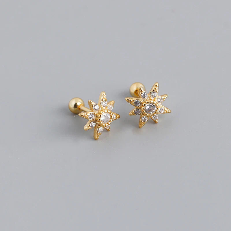 WANTME 925 Sterling Silver Fashion Korean Petal Screw Bead Stud Earrings for Women Charm Ear Bone Piercing Jewelry Accessories
