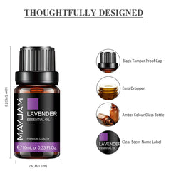 10ML Lavender Lemongrass Jasmine Vanilla Eucalyptus Rose Lemon Essential Oil For Humidifier Diffuser Candle Making