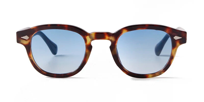 Fashion Transparent Blue Round Sunglasses Women Men 2024 Retro Rivet Tortoise Small Square Sun Glasses UV400 Lunettes De Soleil