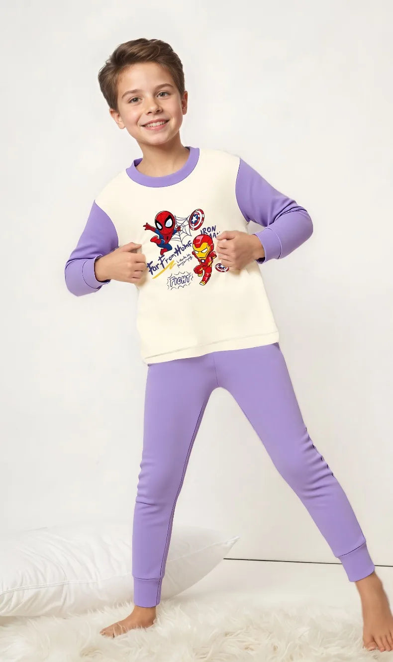 Spring Autumn Children's Clothing Sets Boys Sleepwear Clothes Kids Anime Spiderman Pajamas Set Soft Dralon Iron Man Pijamas New