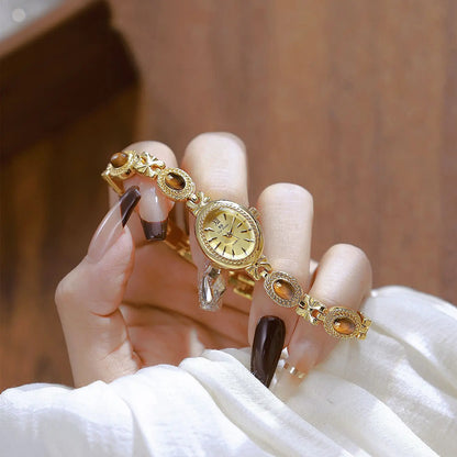 Oval Gold Women Watches Luxury Brand Dress Casual Quartz Small Dial Ladies Wrist Watches Rhinestone Gold Watches for Women 2025