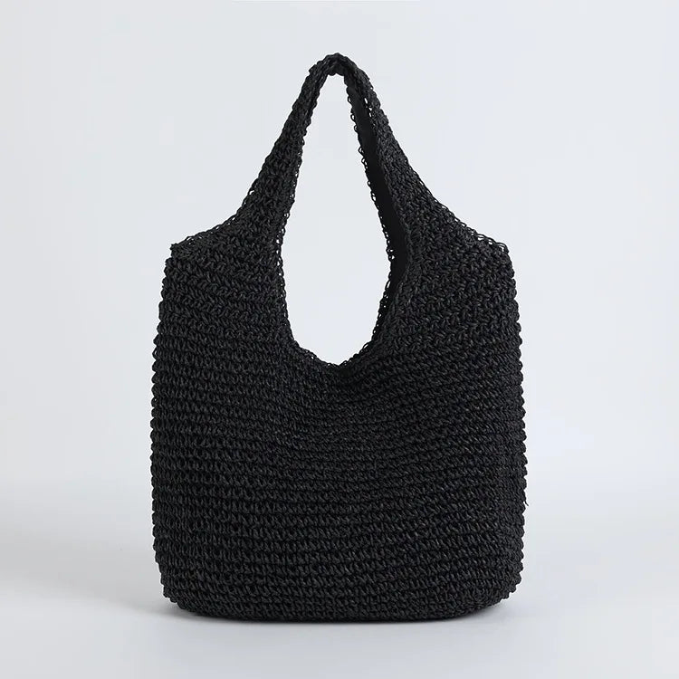 Rattan Women Shoulder Bags Wicker Woven Female Handbags Large