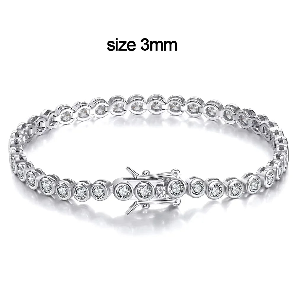 KNOBSPIN D VVS1 Round Moissanite Tennis Bracelet Original s925 Sterling Silver Plated 18k Gold with GRA Bracelets for Women Man