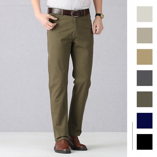 Dayton Olive Stretch Chinos:Mens Suit Pants Cotton Casual Stretch Male Trousers