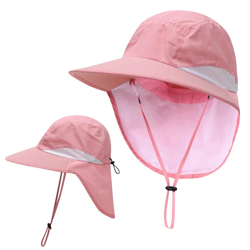 Outdoor Sun Hat for Women Youth Girls 50+ UPF Protection Safari Cap Wide Brim Fishing Hat with Neck Flap BeacH