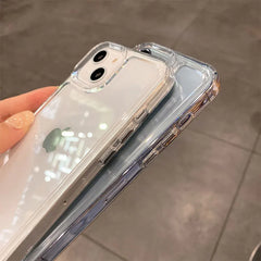 Luxury Transparent Shockproof Phone Case For iPhone 11 12 13 14 15 Pro X XR XS Max 7 8 Plus Soft Clear Bumper Hard Acrylic Cover