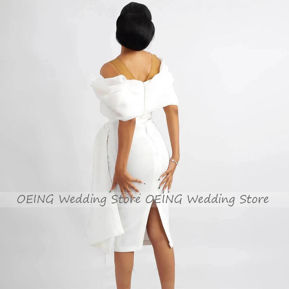 White Bridesmaid Dresses: Short Wedding Dress White Off the Shoulder