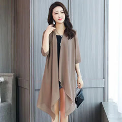 Summer Chiffon Shirt, Medium Length, Ultra-thin Coat, Sun Protection Suit