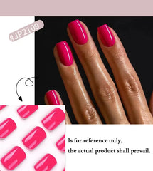 Solid Color Wearable Nail Art Fashion Red Blue Rose Pink Square Shape Finished False Nails Press on Nails with Glue Wholesale