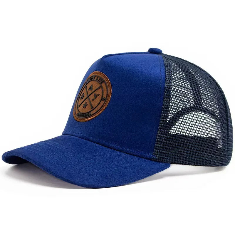 Unisex 5 panel Mesh Suede Trucker Hat  Men Baseball Cap Spring Summer Breathable Sports Hats