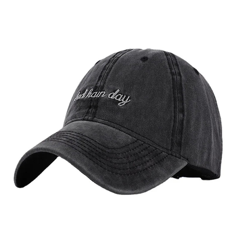 Bad Hair Day Washed Black Baseball Cap female male Snapback Hat
