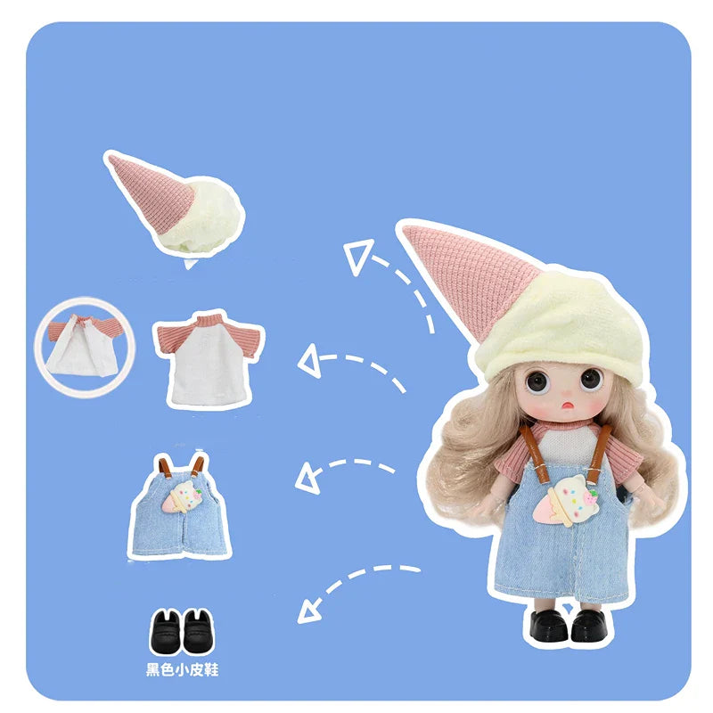 Mini Ob11 Bjd Doll Accessories Obitsu 11 Clothes Dolls For Girls Boy Toys Baby Kawaii Anime Toy Cute Items Miniature Costume
