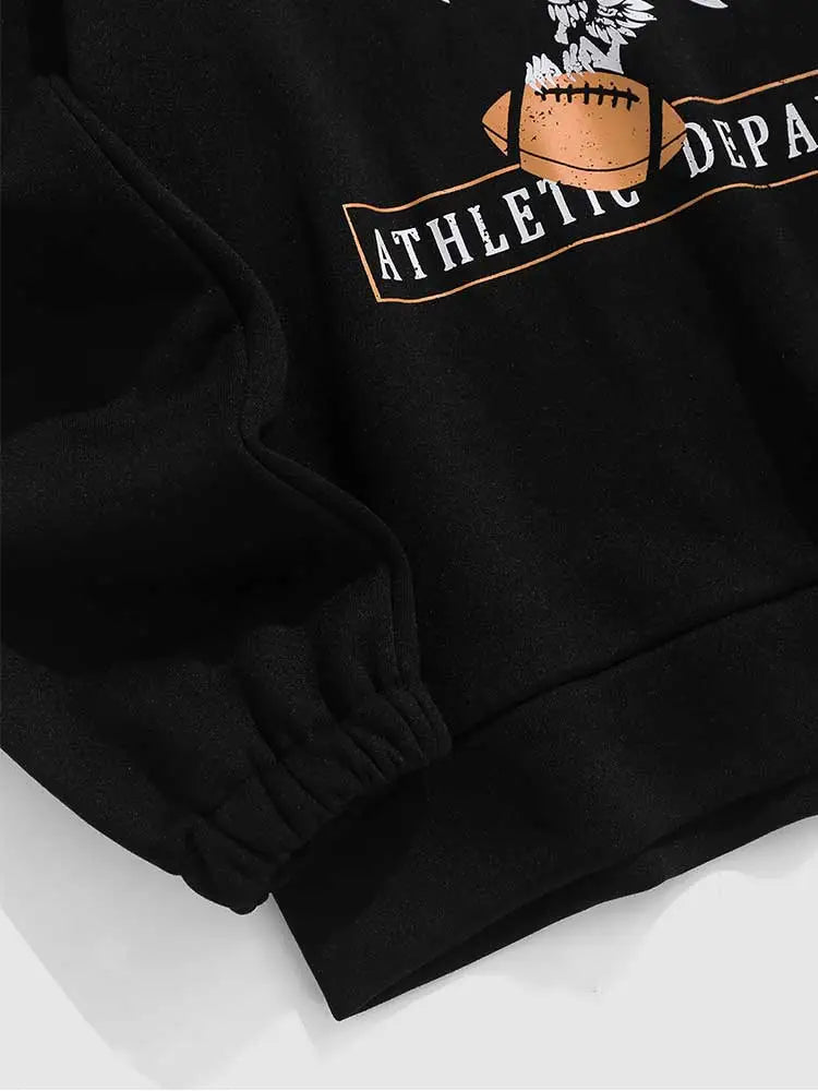 Hoodies for Men Fleece Lining Brooklyn Eagle Graphic Sweatshirt Unisex