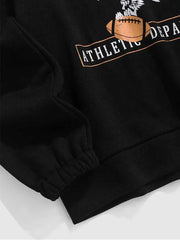 Hoodies for Men Fleece Lining Brooklyn Eagle Graphic Sweatshirt Unisex