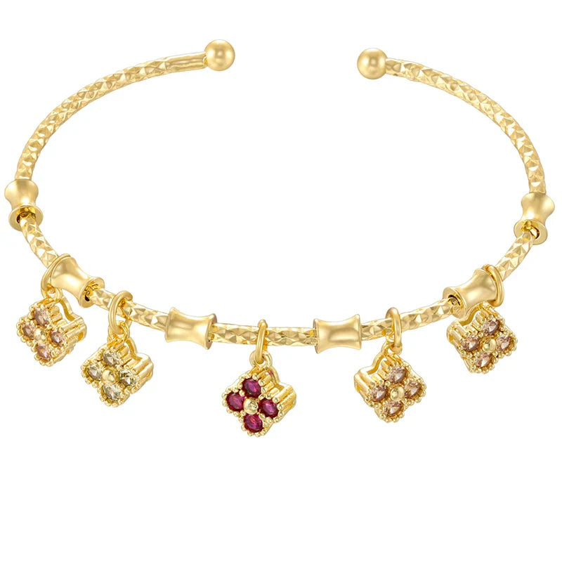 ZHUKOU candy charms bracelet for women Gold color romantic round charms bangles lady birthday gifts Man bracelet Jewelry VL338