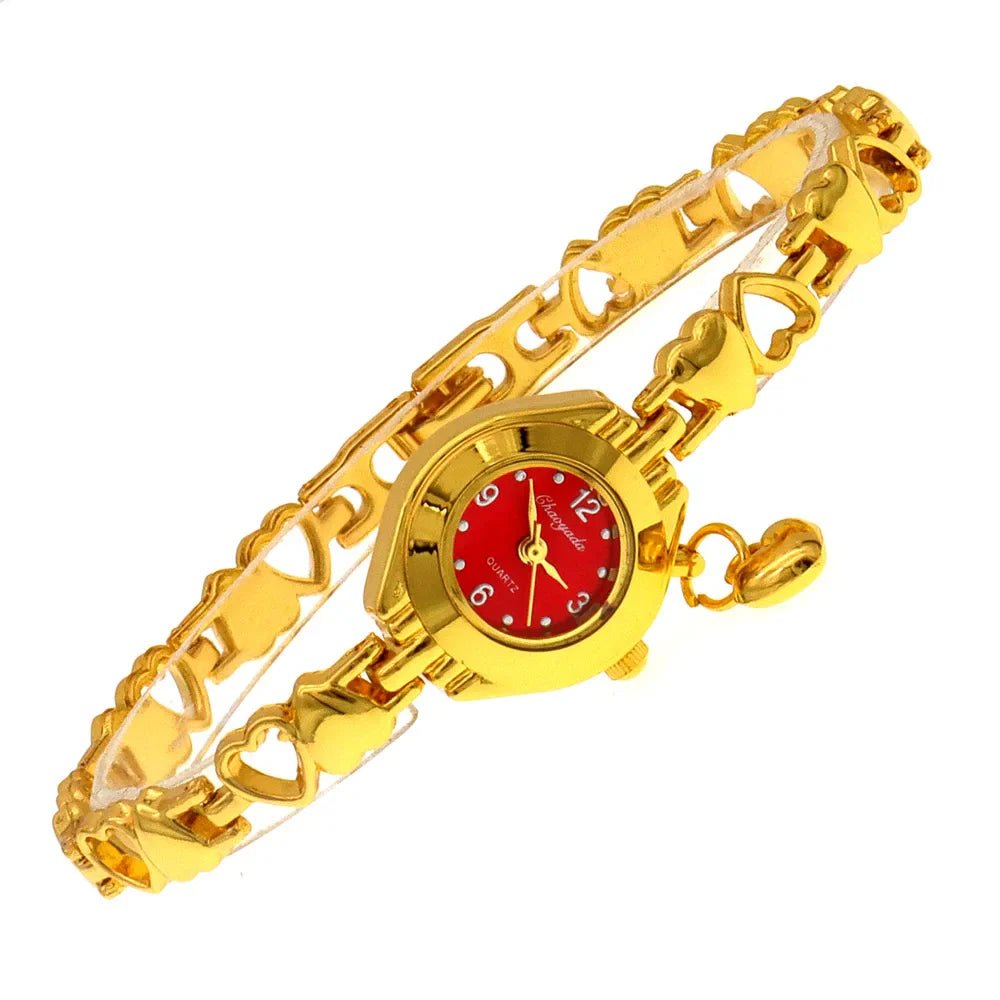 Cute Women's Fashion Small Dial Quartz Bracelet Wrist Watch Wholesale New Arrival with heart pendant Ladies Watch