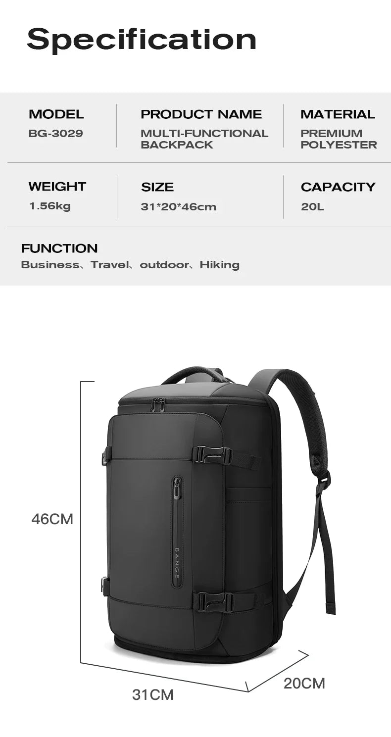 BANGE Carry On Backpack Cabin Bag Travel Backpack for Men Shoes Handle Luggage Leisure Laptop Backpack mochila para viaje cabina