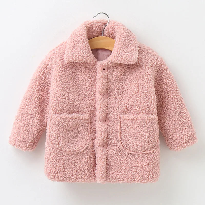 Plush Girls Jacket Keep Warm Outerwear Fashion Little Princess Christmas Coat
