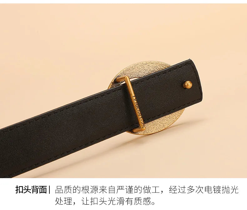 Fashionable women's belt; cowhide leather belt for women; versatile decoration with a high-end feel; trendy Korean-style