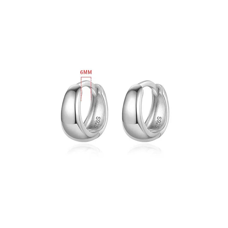 TrustDavis Real 925 Sterling Silve Fashion Inside Diameter 6 7 8 9 10mm Hoop Earrings For Women Men Personality Jewelry DG0132