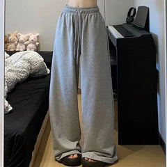 Rimocy High Waist Grey Sweatpants Women 2024 Casual Wide Leg Sport Pants Women