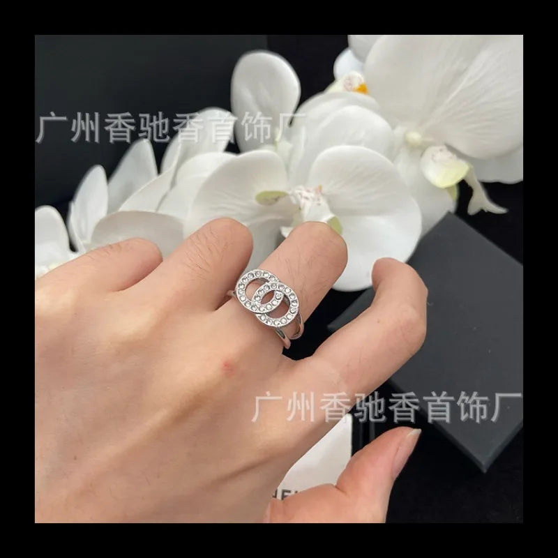 New Versatile Ring Fashion Temperament Diamond Pair Ring Personality Trend Ring