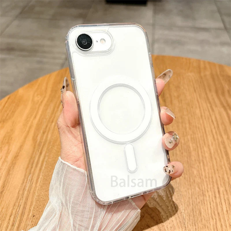 For Magsafe Magnetic Transparent Phone Case For iphone 16E 15 14 13 12 Mini 11 16 Pro Max XR X XS Max 7 8 Plus SE2020 Soft Cover