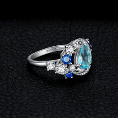 JewelryPalace Moon Star 6.8ct Genuine Sky Blue Topaz Created Sapphire