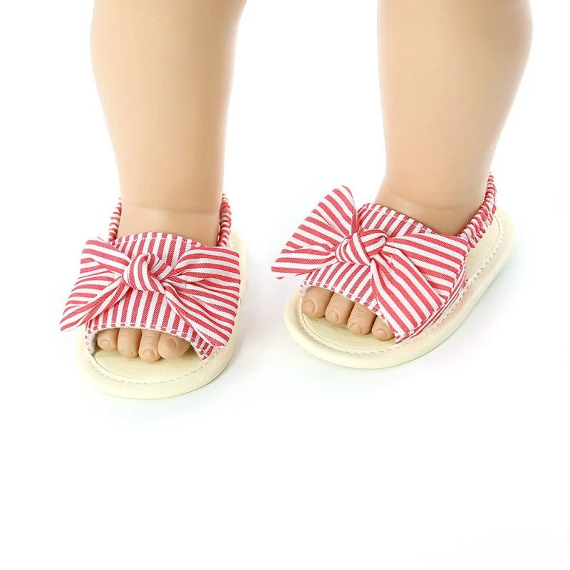 0-18M Baby Girls Bow Sandals Clogs Breathable Anti-Slip Summer Shoes Toddler Soft Soled First Walkers Shoes Breathable Safe