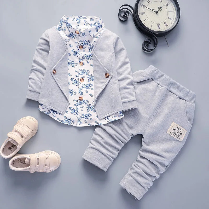 Kid Boy Clothes Gentleman Boy Outfit Children Clothing Long Sleeve Shirt+Pant 2Pcs/Set Baby Outerwear Infant Tracksuit A1274
