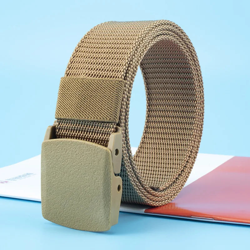 Newest 8 Colors Men Belts Military Nylon Adjustable Belt Outdoor Travel Tactical Waist Belt with Plastic Buckle for Pants 120cm