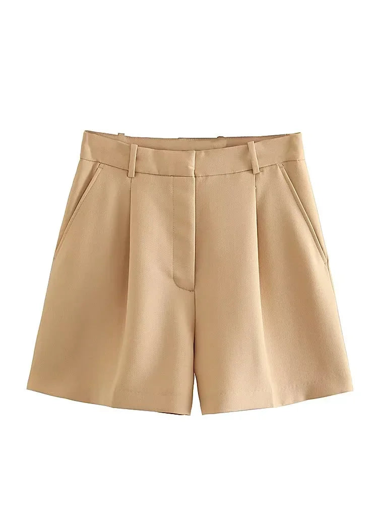 HXAO Female Shorts Black Pink Shorts Woman Summer 2024 Pleated Baggy White Shorts For Women Casual High Waist Short Pants