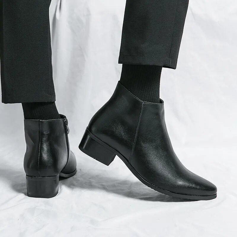Fashion Men Military Boots Stylish Male Shoes High Heels Men Casual Leather Boots