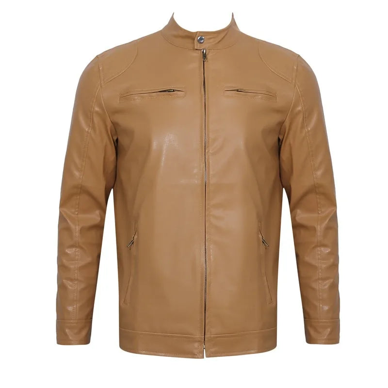 Top Layer Vintage Leather Clothes Men's Stand Collar Motorcycle Clothes