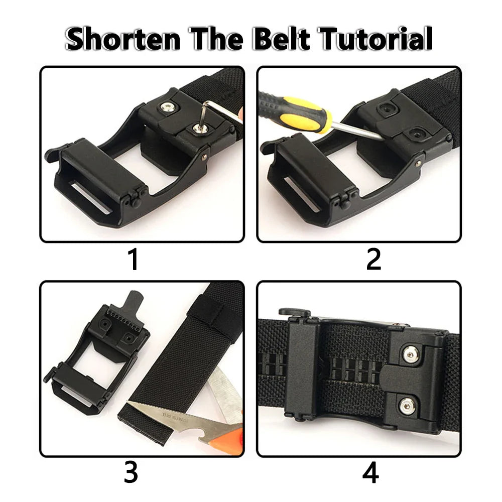 TUSHI Hard Tactical Belt for Men Sturdy Nylon Metal Automatic Buckle Police Duty Military Belt Outdoor Girdle IPSC Accessories