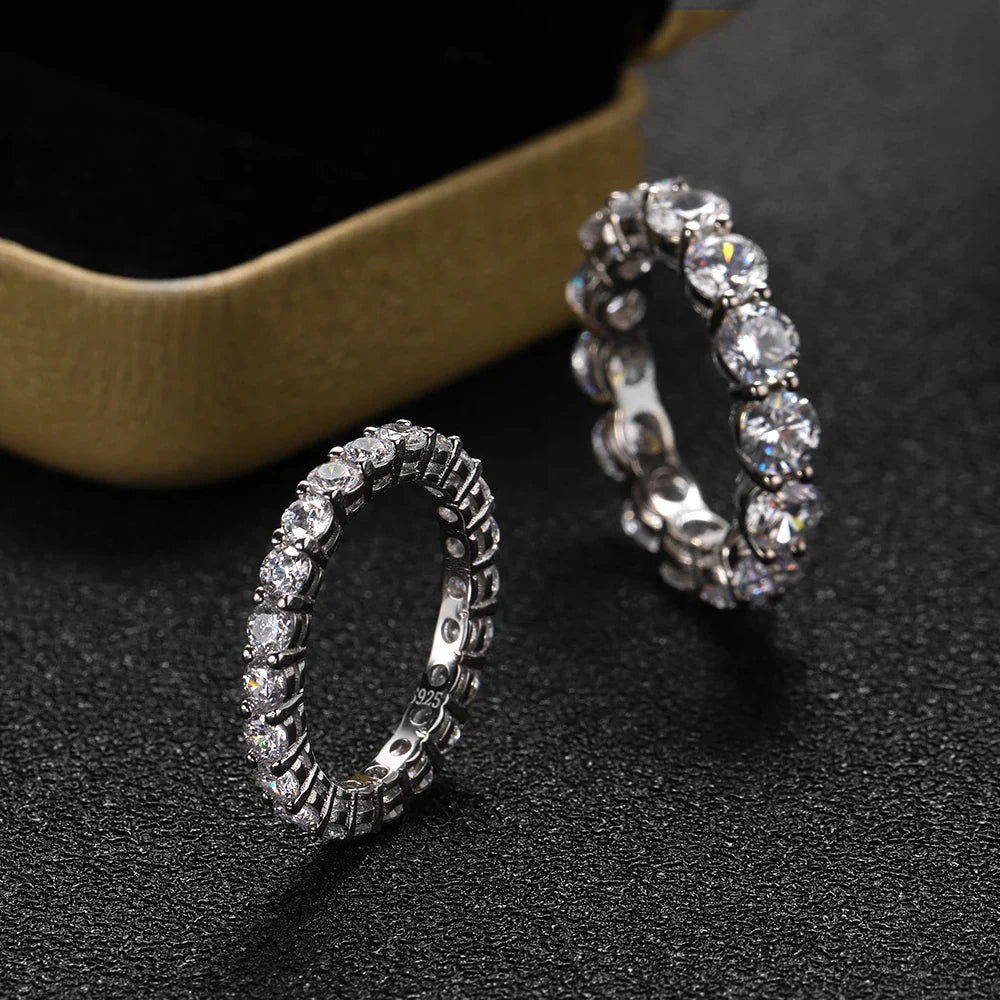 ALITREE 5mm 7ct D Color Moissanite Ring 925 Sliver Wedding Band Eternity Band Engagement Rings For Women