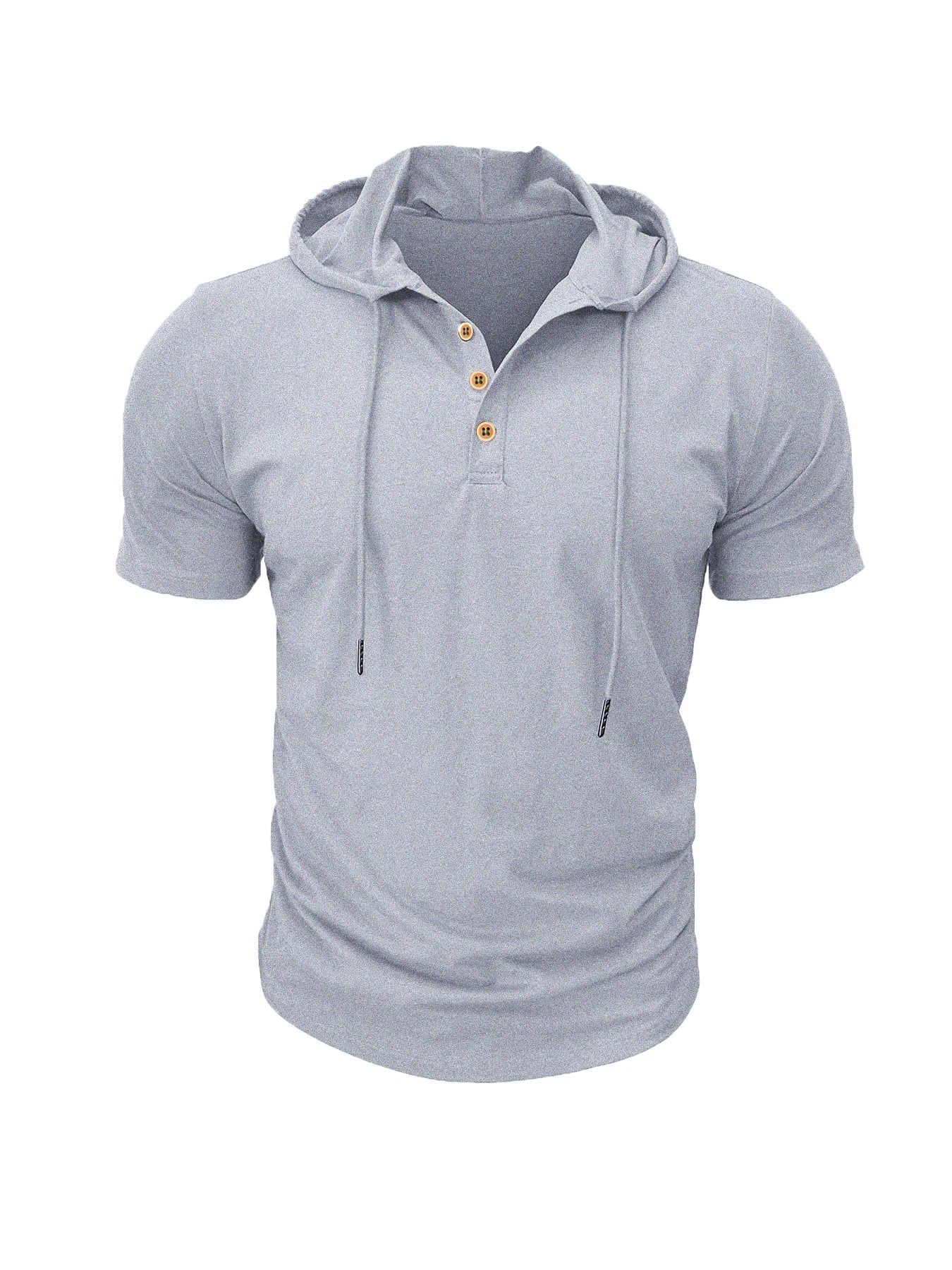 Men's Hooded Short-Sleeved Tees Summer Slim Fitness Quick Dry T-shirt Breathable Sports Tops for Male Bodybuilding